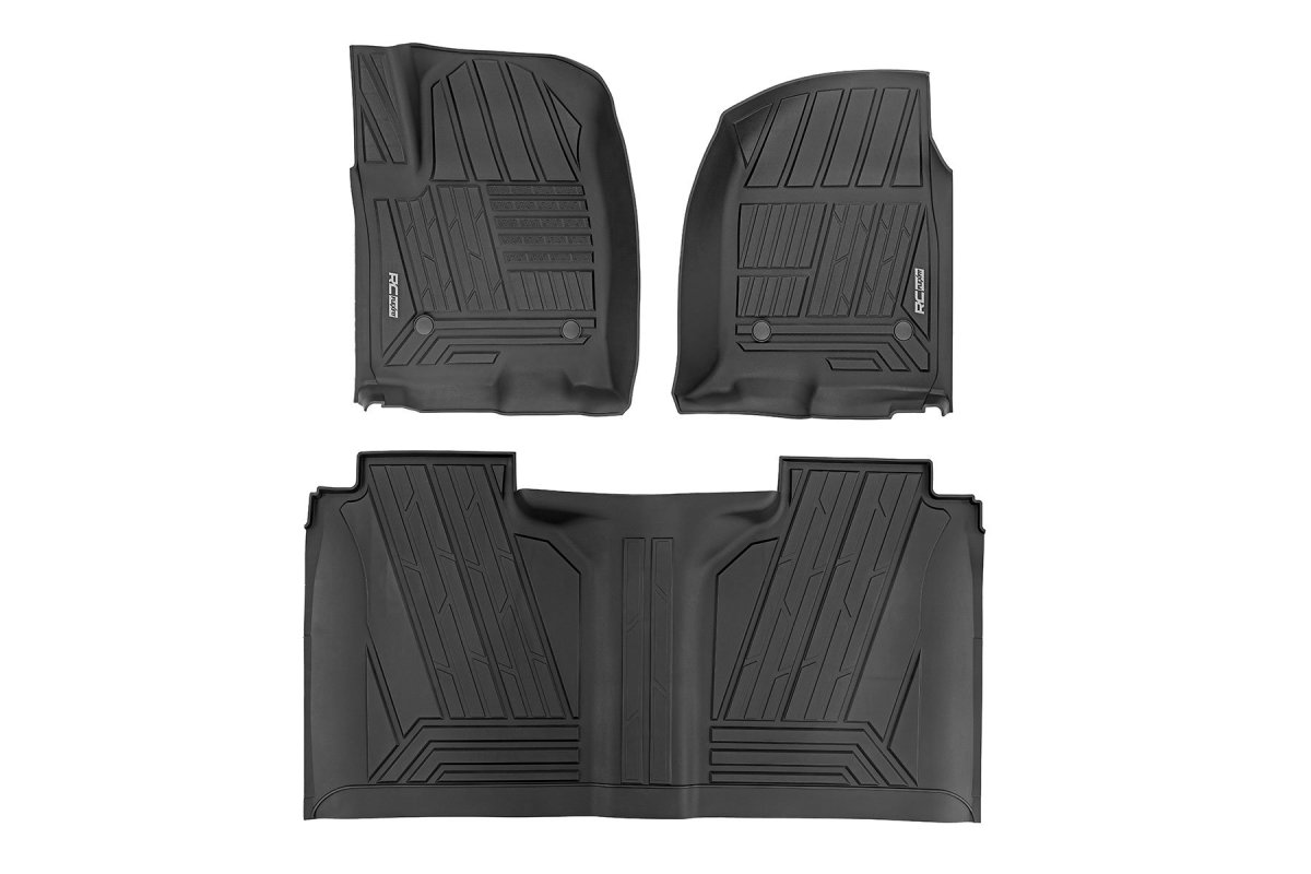 GMC Sierra 1500 Floor Mats - Front + Rear - Rough Country - Flex-Fit - '19-'24